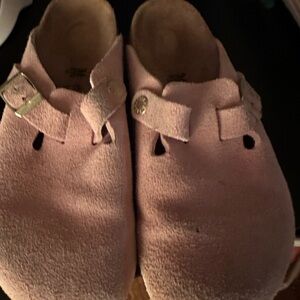 Birkenstock Pink Suede Boston Clogs 36R